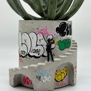 Art Planter / Concrete Planter / Graffiti / Street Art / Architectural Planter / Pop Art / Unique Planter / Plant Pot / Art Vessel / Hip Hop image 4