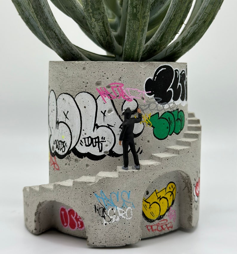 Art Planter / Concrete Planter / Graffiti / Street Art / Architectural Planter / Pop Art / Unique Planter / Plant Pot / Art Vessel / Hip Hop image 4