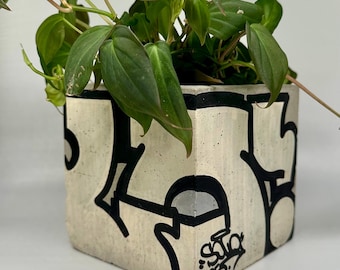 Graffiti Planter / Graffiti / Custom Art / Custom Gift / Unique Planter / Street Art / Concrete Planter / Cement Planter/ Art / Hip Hop