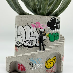 Art Planter / Concrete Planter / Graffiti / Street Art / Architectural Planter / Pop Art / Unique Planter / Plant Pot / Art Vessel / Hip Hop image 6