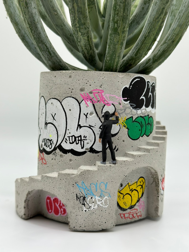 Art Planter / Concrete Planter / Graffiti / Street Art / Architectural Planter / Pop Art / Unique Planter / Plant Pot / Art Vessel / Hip Hop image 6