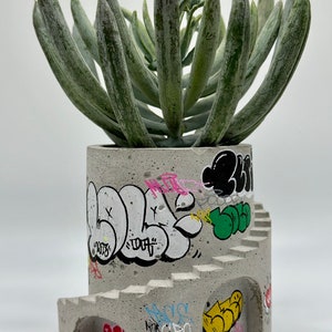 Art Planter / Concrete Planter / Graffiti / Street Art / Architectural Planter / Pop Art / Unique Planter / Plant Pot / Art Vessel / Hip Hop image 5