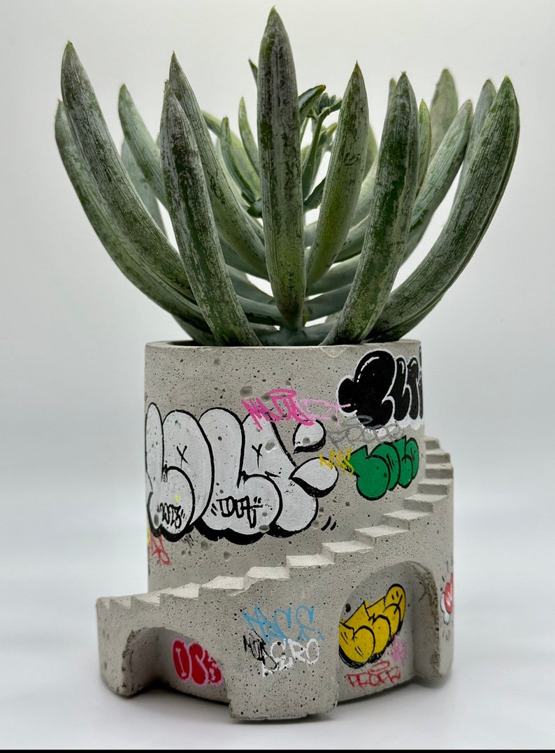 Art Planter / Concrete Planter / Graffiti / Street Art / Architectural Planter / Pop Art / Unique Planter / Plant Pot / Art Vessel / Hip Hop image 5