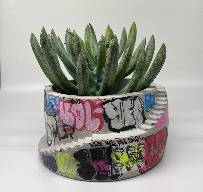 Graffiti Planter / Graffiti Art / Unique Planter / Concrete Etsy UK