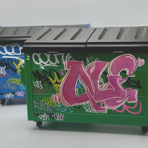 Desk Accessories / Pen Holder / Graffiti Art / Graffiti / Street Art / Unique Gift / Miniatures / Dumpster / Mini Trash Can / Hip Hop