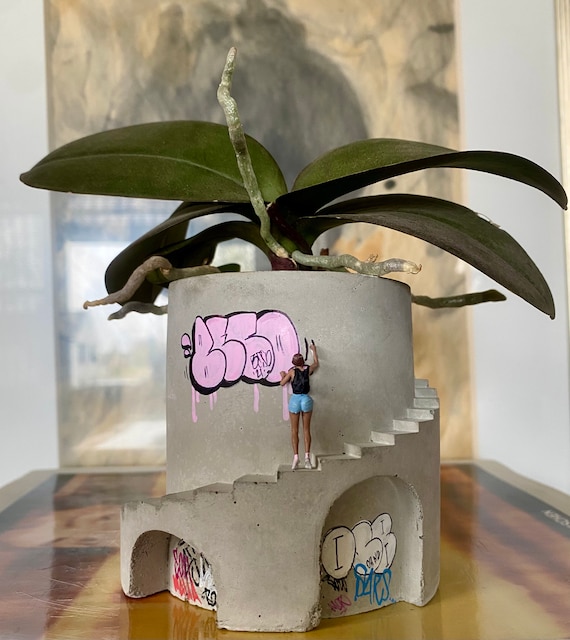 Art Planter / Concrete Planter / Graffiti / Street Art / Architectural Planter / Pop Art / Unique Planter / Plant Pot / Art Vessels