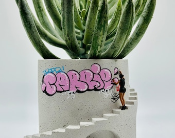 Planter / Graffiti Planter / Handmade Gift /  Unique Gift / Personalized / Gifts for Her / Gift / Art / Miniatures / Mini / Graffiti / Graff