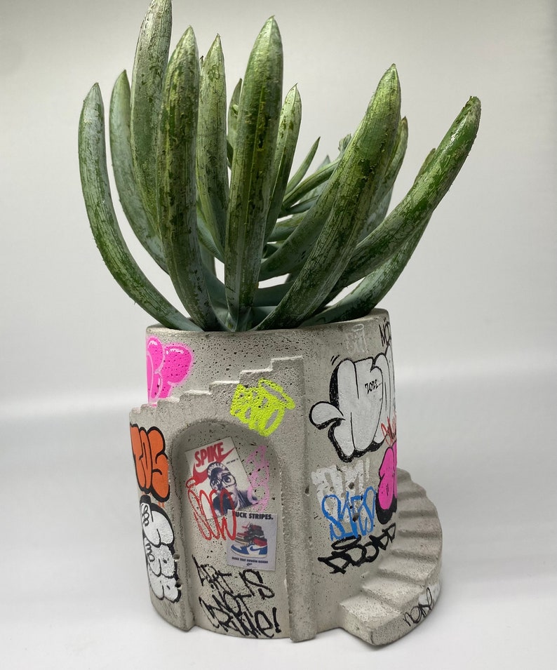 Graffiti Planter / Graffiti Art / Unique Planter / Concrete Etsy UK