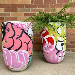 Planter / Plant Pot / Graffiti / Handmade Gift /  Unique Gift / Personalized / Personalized Gift / Gifts for Her / Gift / Gifts / Art /
