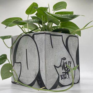 Graffiti Planter / Graffiti / Custom Art / Custom Gift / Unique Planter / Street Art / Concrete Planter / Cement Planter/ Art / Hip Hop