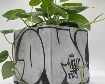Graffiti Planter / Graffiti / Custom Art / Custom Gift / Unique Planter / Street Art / Concrete Planter / Cement Planter/ Art / Hip Hop