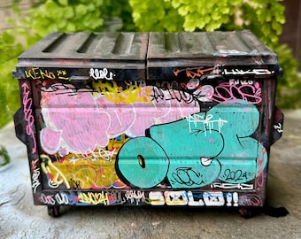 Akcesoria biurkowe / Uchwyt na długopisy / Sztuka graffiti / Graffiti / Unikalny prezent / Miniaturowy kontener na śmieci / Kontener na śmieci / Miniaturowy kosz na śmieci / Hip-Hop / Miniatury