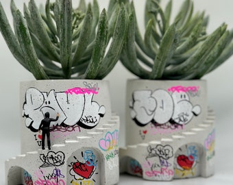 Art Planter / Custom Gift / Graffiti / Street Art / Architectural / Custom Name / Unique Planter / Graffiti Planter / Custom Art / Hip Hop