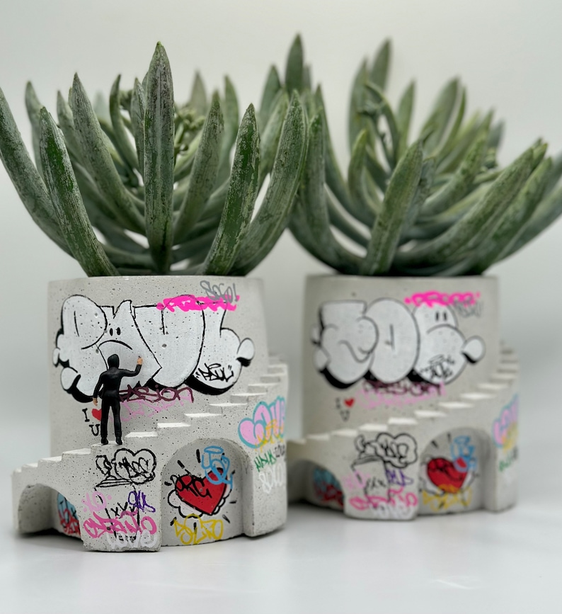 Art Planter / Custom Gift / Graffiti / Street Art / Architectural / Custom Name / Unique Planter / Graffiti Planter / Custom Art / Hip Hop image 1