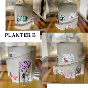 Art Planter / Concrete Planter / Graffiti / Street Art / Architectural Planter / Pop Art / Unique Planter / Plant Pot / Art Vessels image 6