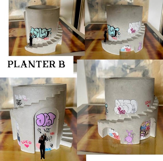 Art Planter / Concrete Planter / Graffiti / Street Art / Architectural Planter / Pop Art / Unique Planter / Plant Pot / Art Vessels