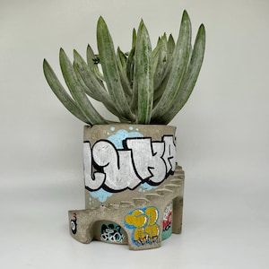 Planter / Plant Pot / Graffiti / Handmade Gift /  Unique Gift / Personalized / Gift for Her / Gift / Art / Graffiti Planter / Miniatures