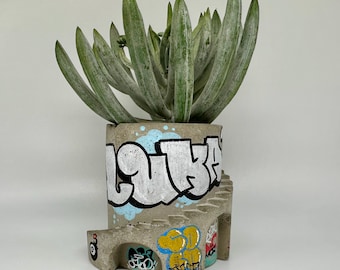 Planter / Plant Pot / Graffiti / Handmade Gift /  Unique Gift / Personalized / Gift for Her / Gift / Art / Graffiti Planter / Miniatures