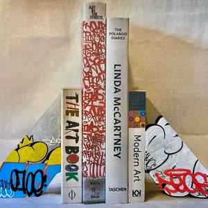 Bookends  / Book Accessories / Graffiti / Handmade Gift /  Unique Gift / Personalized / Personalized Gift / Gifts for Her / Gift / Art /