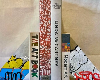 Bookends / Concrete Bookends / Unique Decor / Bookend / Custom / Art Decor / Graffiti Art / Street Art / Books / Book Accessories / Hip Hop