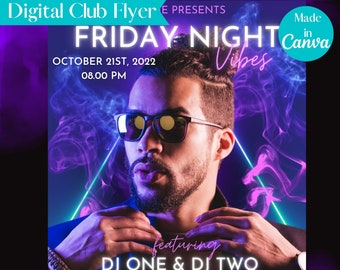 Club Party/Event/DJ Flyer Template for Social Media (Instagram, Facebook & More!) INSTANT DOWNLOAD