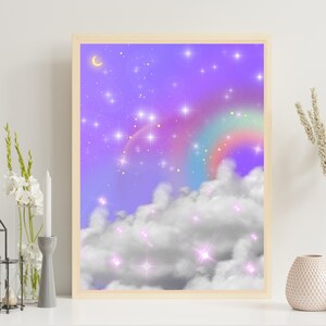 Pastel Rainbow Cloud Aura Gradient DIGITAL DOWNLOAD Wall Art, Printable Gradient Print, Spiritual Wall Decor, Instant Download Aura Print