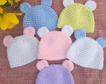 Spring Pastel Newborn Bear Beanies