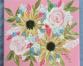 Original Floral Acrylic Canvas