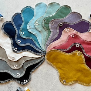 Thin panty liner sustainable, many colors plain, made of 100% cotton, flannel with wings