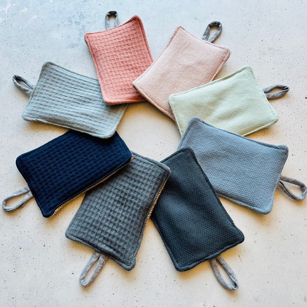 Organic dishwashing sponge sustainable with hanger made of organic cotton & jute