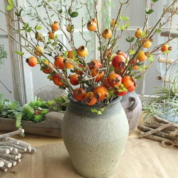 Artificial Flowers Pomegranate Dried Branch Simulation Fruit Etsy