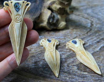 Snidad benhänge Abalone-inlägg Cabochon, lädersnörehalsband