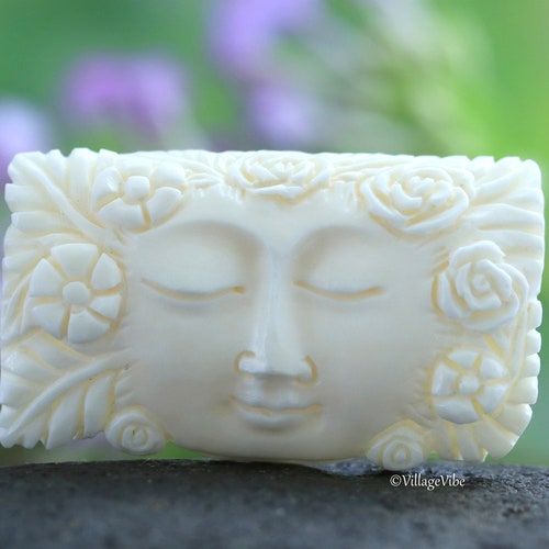 Flower Goddess Carved Bone Centerpiece Jewelry Supply Etsy