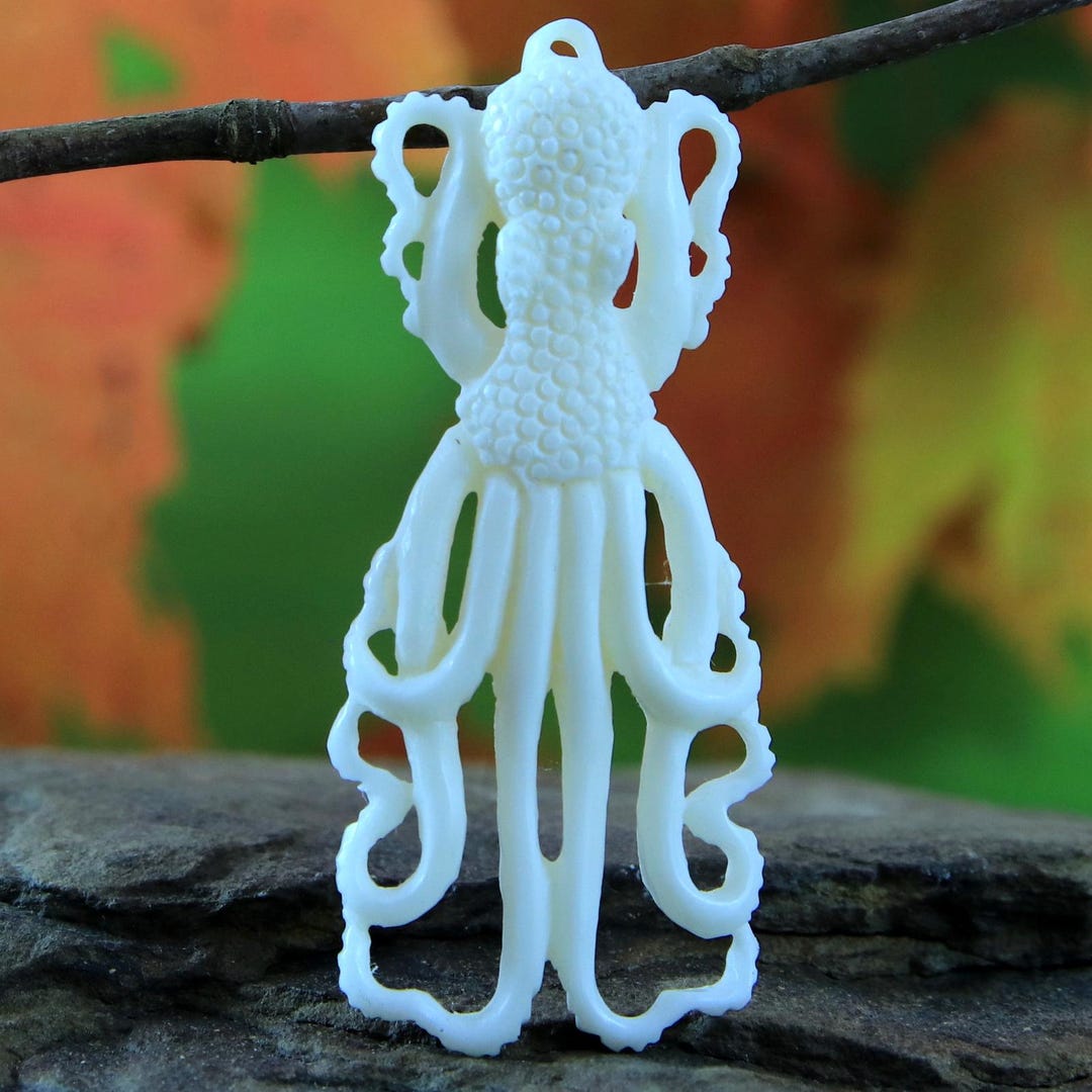 Octopus Pendant Hand Carved Bone Wisdom Symbol - Etsy