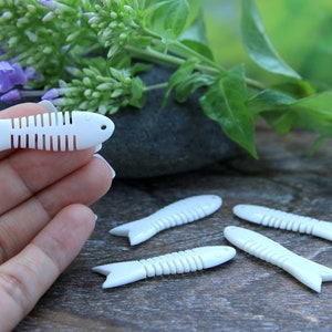 Fish Bone Reversible Pendant Hand Carved Bone