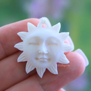 Sun Face Beads Hand Carved Bone Charm