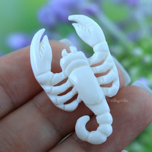 Scorpion Charm Carved Bone Sculpture