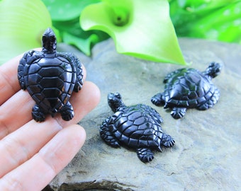 Escultura de tortuga marina tallada a mano con cuerno de búfalo, cabujón tallado con cuerno de toro, tótem animal
