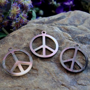 Hand Carved Mother of Pearl Peace Sign Pendant Charm