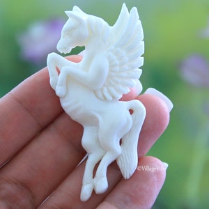 Pegasus Sculpture Flying Horse, Mythical Carved Bone