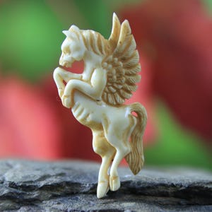 Pegasus Sculpture Flying Horse, Mythical Carved Bone Antique Look