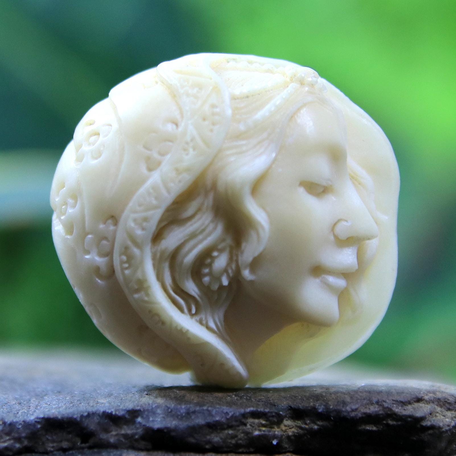 手彫りタグアナッツ植物象牙女王カメオ女性像カボション - Etsy 日本