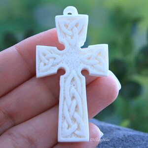 Cross Pendant Hand Carved Bone Religious Jewelry