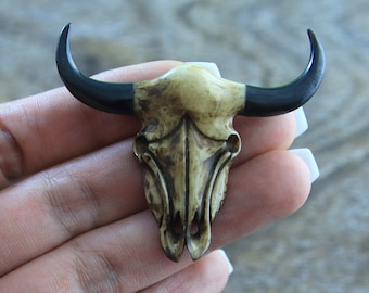 Antique Look Steer Head Hand Carved Bone Pendant Setting