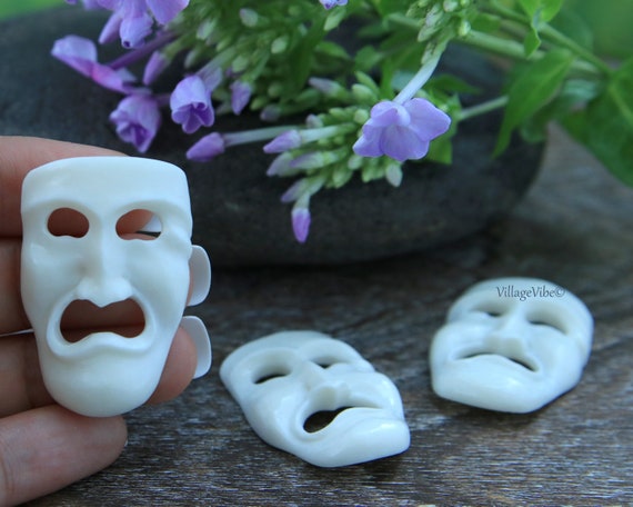 喜劇悲劇劇場の仮面骨彫刻、メルポメネの悲しい顔 - Etsy 日本