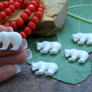 Hand Carved Bone Bear Cabochon Spirit Animal Theme Jewelry Designs 1 Piece