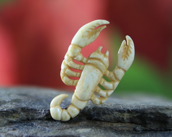 Scorpion Charm Carved Bone Sculpture Antique Look