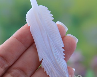 Mother of Pearl Carvings Feather Bohemian Jewelry
