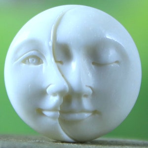 Face Cabochon Hand Carved Bone Moon Phase Flat Back Carving 25mm