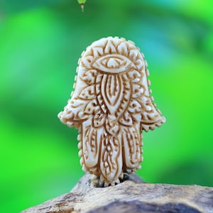 Carved Bone Hamsa Hand of Fatima Symbol of Happiness Luck